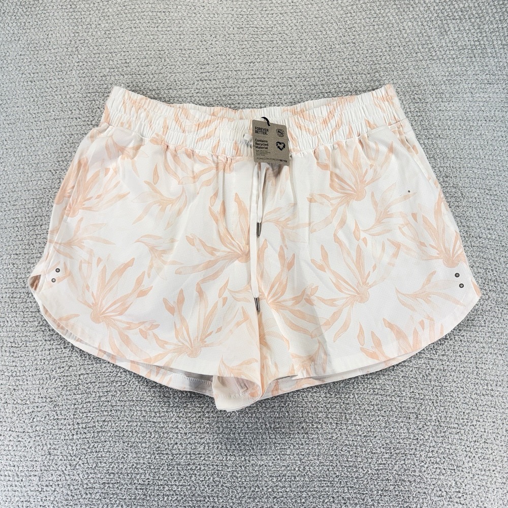Puma Vented Palm Shorts Women's 2XL White Rose Pockets Athletic Performance FLAW